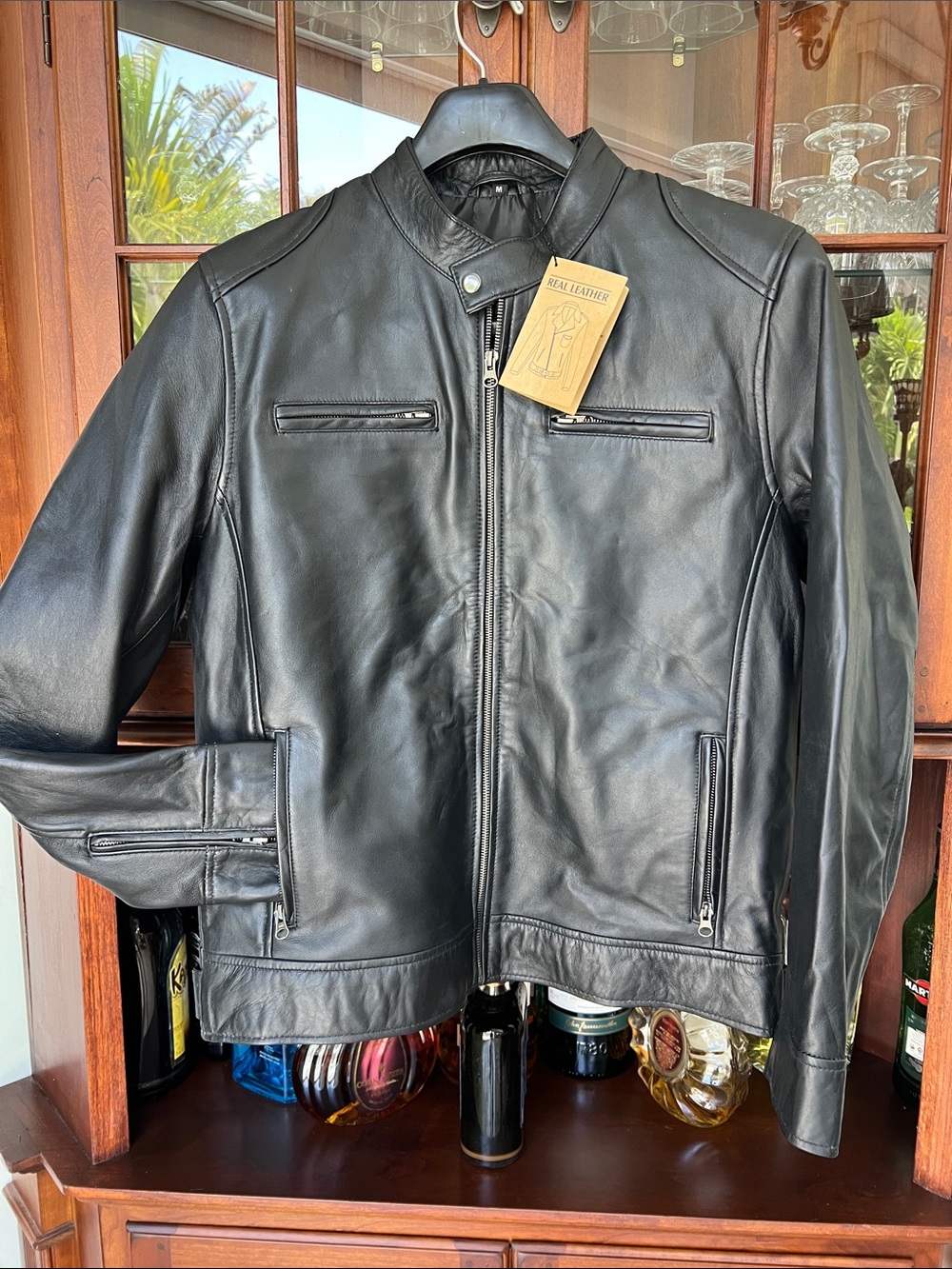 Men's Black Real Leather Bomber Jacket - Classic Zip Front